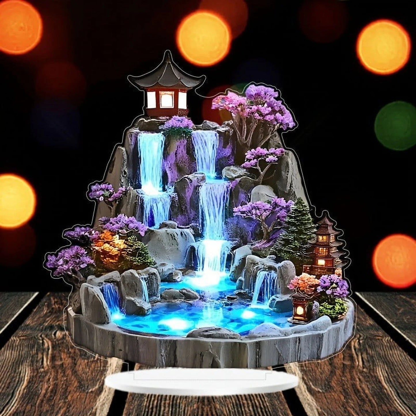 Desktop Rockery Flowing Water Fountain | Feng Shui Circulating Tabletop Decor | Exquisite 2D Artistic Design | Relaxation Ornament for Home Office | Compact Size | 1 Pc