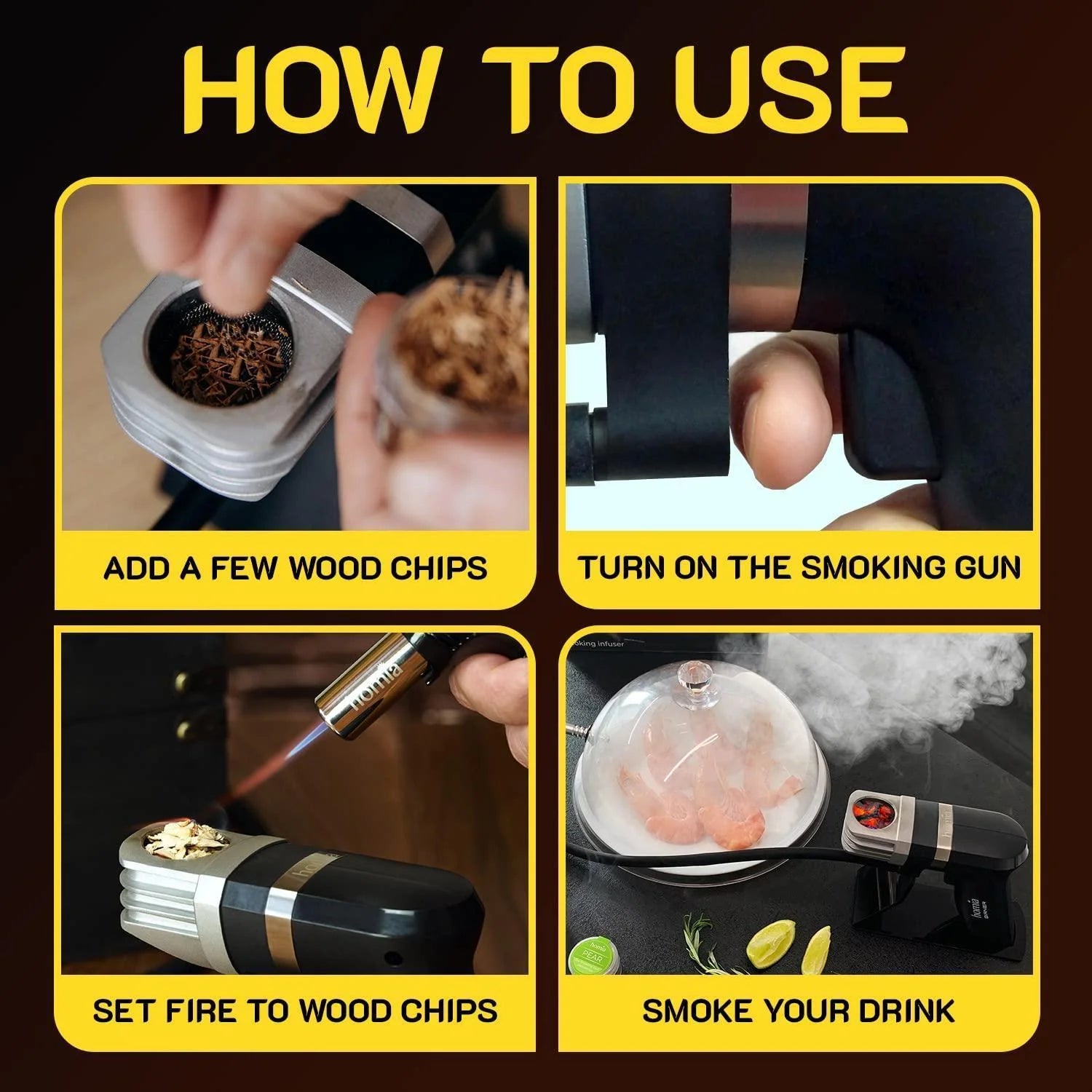 Smoking Gun Wood Smoke Infuser Birner PRO Premium Kit 13 PCS Smoker Machine with Accessories and Wood Chips Cold Smoke for Food and Drinks Gift for Man