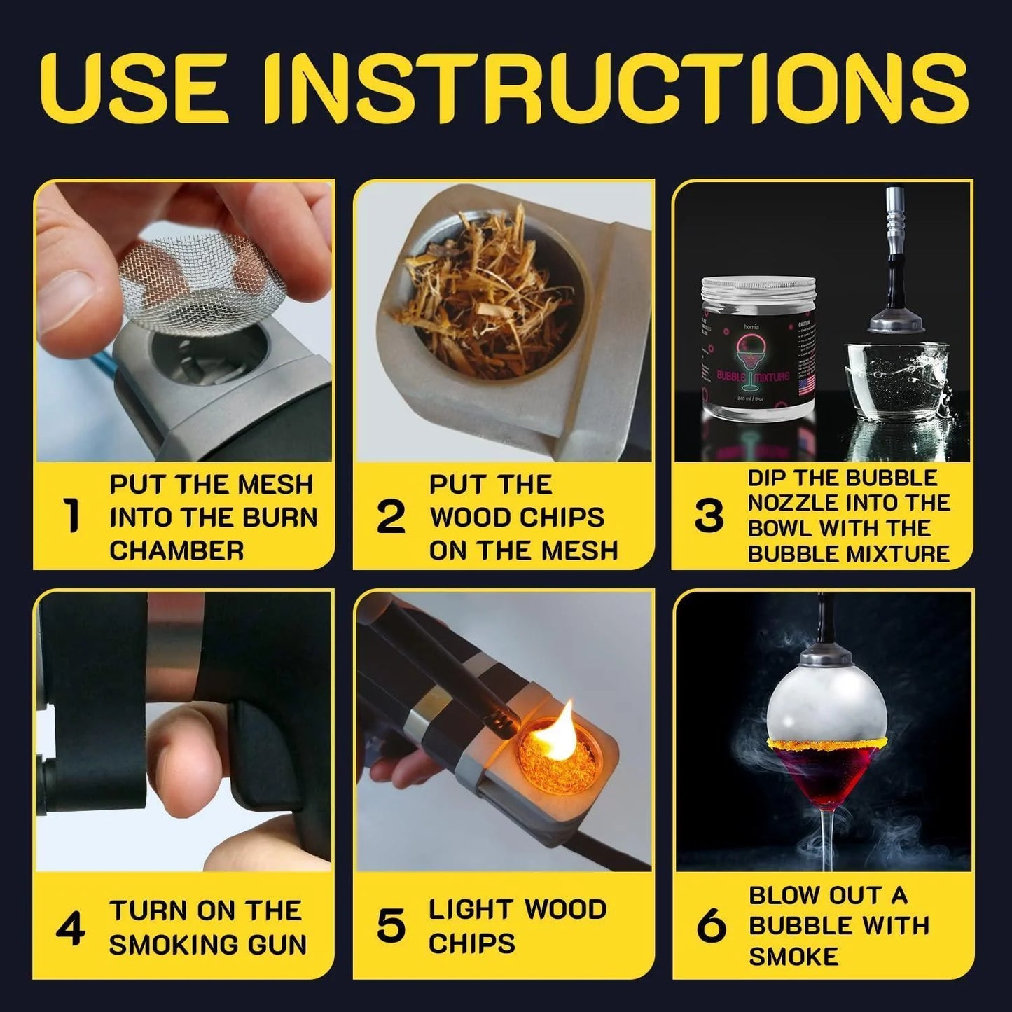 Bubble Mixture for Smoking Gun Cocktail Edible Nontoxic 8Oz Wood Smoke Infuser