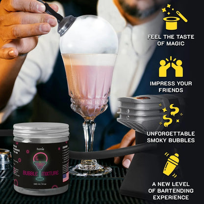 Bubble Mixture for Smoking Gun Cocktail Edible Nontoxic 8Oz Wood Smoke Infuser