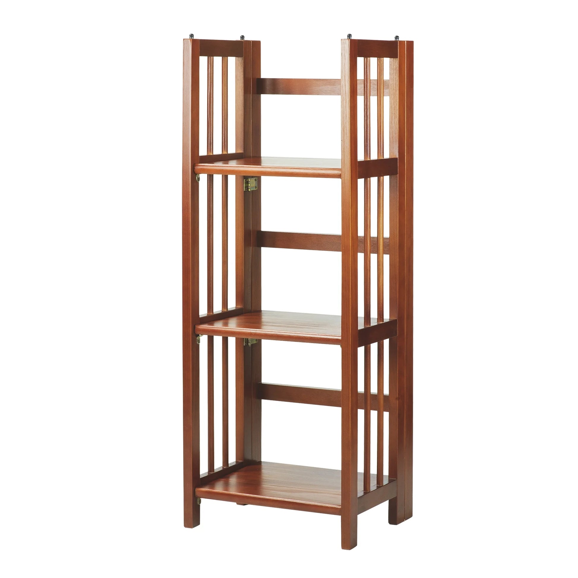3 Shelf 14 Inch Folding Office Furniture Wood Bookcase, Mahogany