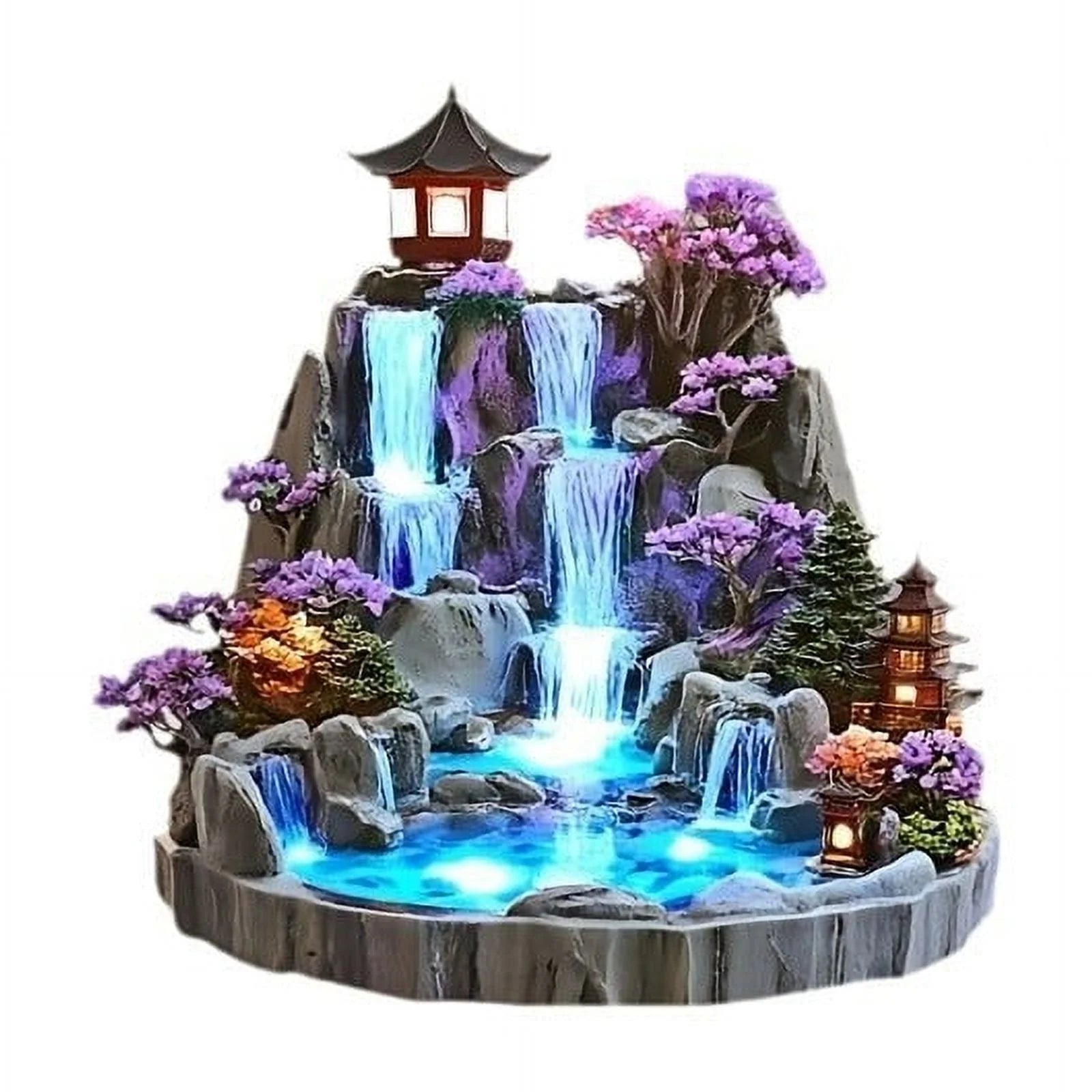 Desktop Rockery Flowing Water Fountain | Feng Shui Circulating Tabletop Decor | Exquisite 2D Artistic Design | Relaxation Ornament for Home Office | Compact Size | 1 Pc