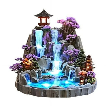 Desktop Rockery Flowing Water Fountain | Feng Shui Circulating Tabletop Decor | Exquisite 2D Artistic Design | Relaxation Ornament for Home Office | Compact Size | 1 Pc