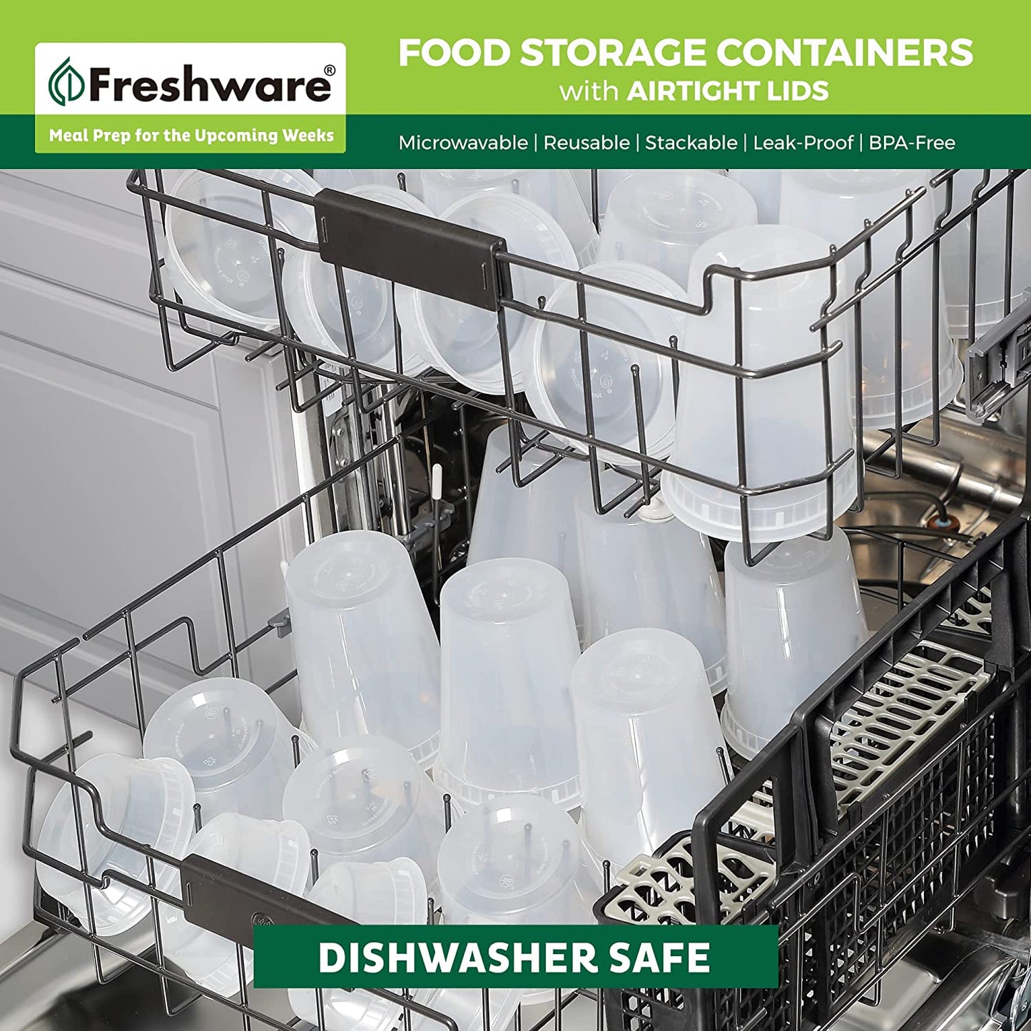 Food Storage Containers [24 Set] 32 Oz Plastic Deli Containers with Lids, Slime, Soup, Meal Prep Containers | BPA Free | Stackable | Leakproof | Microwave/Dishwasher/Freezer Safe