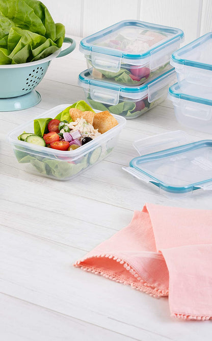 Plastic Total Solution 5-Pack (3-Cup) Food Storage Containers Set, Leakproof & Airtight Plastic Locking Lids Rectangular Tupperware, Non-Toxic Bpa-Free Lids, Microwave Dishwasher Freezer Safe