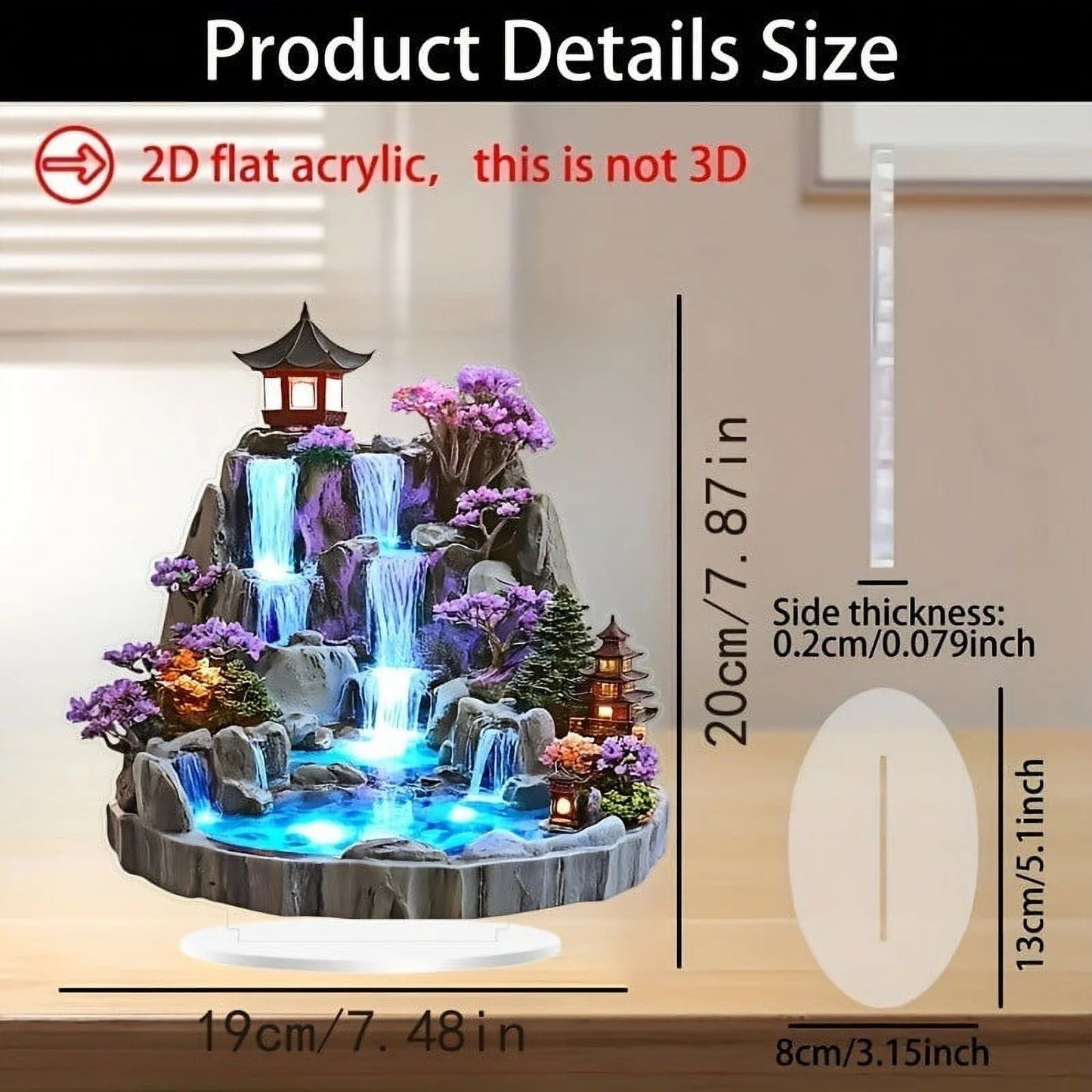 Desktop Rockery Flowing Water Fountain | Feng Shui Circulating Tabletop Decor | Exquisite 2D Artistic Design | Relaxation Ornament for Home Office | Compact Size | 1 Pc