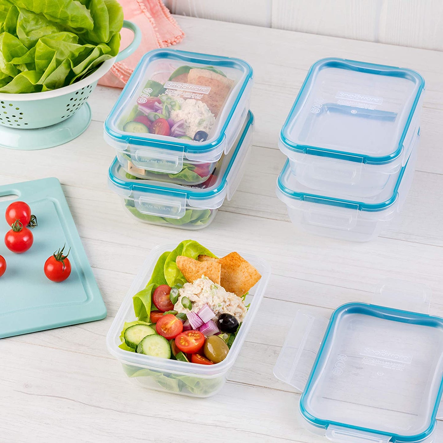 Plastic Total Solution 5-Pack (3-Cup) Food Storage Containers Set, Leakproof & Airtight Plastic Locking Lids Rectangular Tupperware, Non-Toxic Bpa-Free Lids, Microwave Dishwasher Freezer Safe