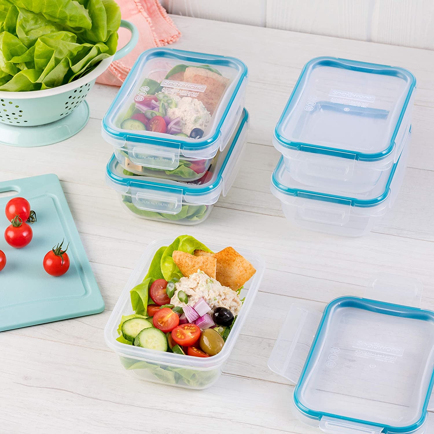 Plastic Total Solution 5-Pack (3-Cup) Food Storage Containers Set, Leakproof & Airtight Plastic Locking Lids Rectangular Tupperware, Non-Toxic Bpa-Free Lids, Microwave Dishwasher Freezer Safe