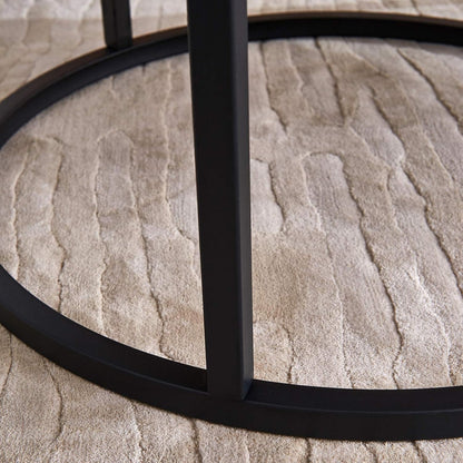 Round Nesting Coffee Tables Set for Living Room White Modern，Nesting Tables Sofa Side Nest of Tables，End Tables for Bed Room Set of 2 with Solid Metal Frame for Small Space (Black-White)
