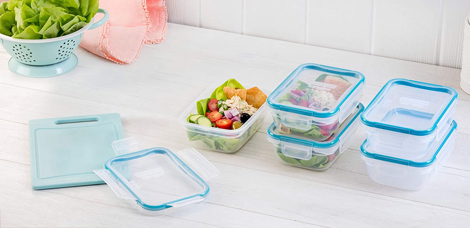 Plastic Total Solution 5-Pack (3-Cup) Food Storage Containers Set, Leakproof & Airtight Plastic Locking Lids Rectangular Tupperware, Non-Toxic Bpa-Free Lids, Microwave Dishwasher Freezer Safe