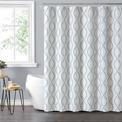 14-Piece Blue Dot Shower Curtain Set – 72" X 72" Fabric Curtain, PEVA Liner & Rust-Resistant Hooks, Easy-Clean Bathroom Upgrade