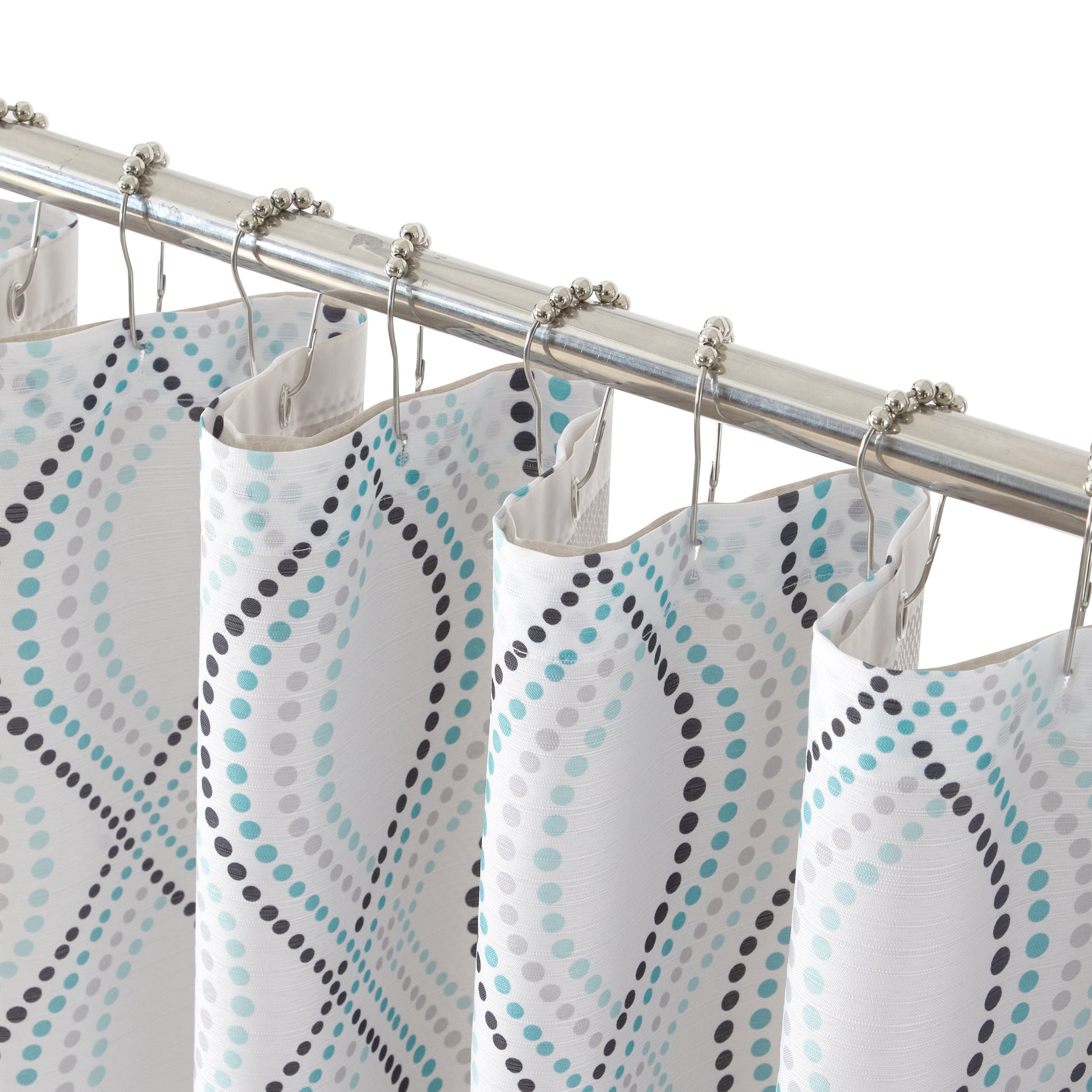 14-Piece Blue Dot Shower Curtain Set – 72" X 72" Fabric Curtain, PEVA Liner & Rust-Resistant Hooks, Easy-Clean Bathroom Upgrade