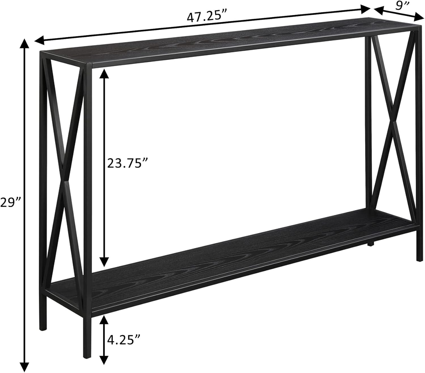 Tucson Console Table 47.25" | Modern Sofa & Entryway Hall Table in Black