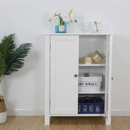 White Wooden Bathroom Floor Cabinet Storage Cupboard 3 Shelves save Space