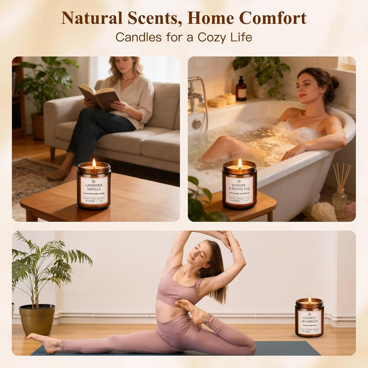 Scented Candles for Home, 6-Pack Soy Candle Gift Set, up to 300 Hours