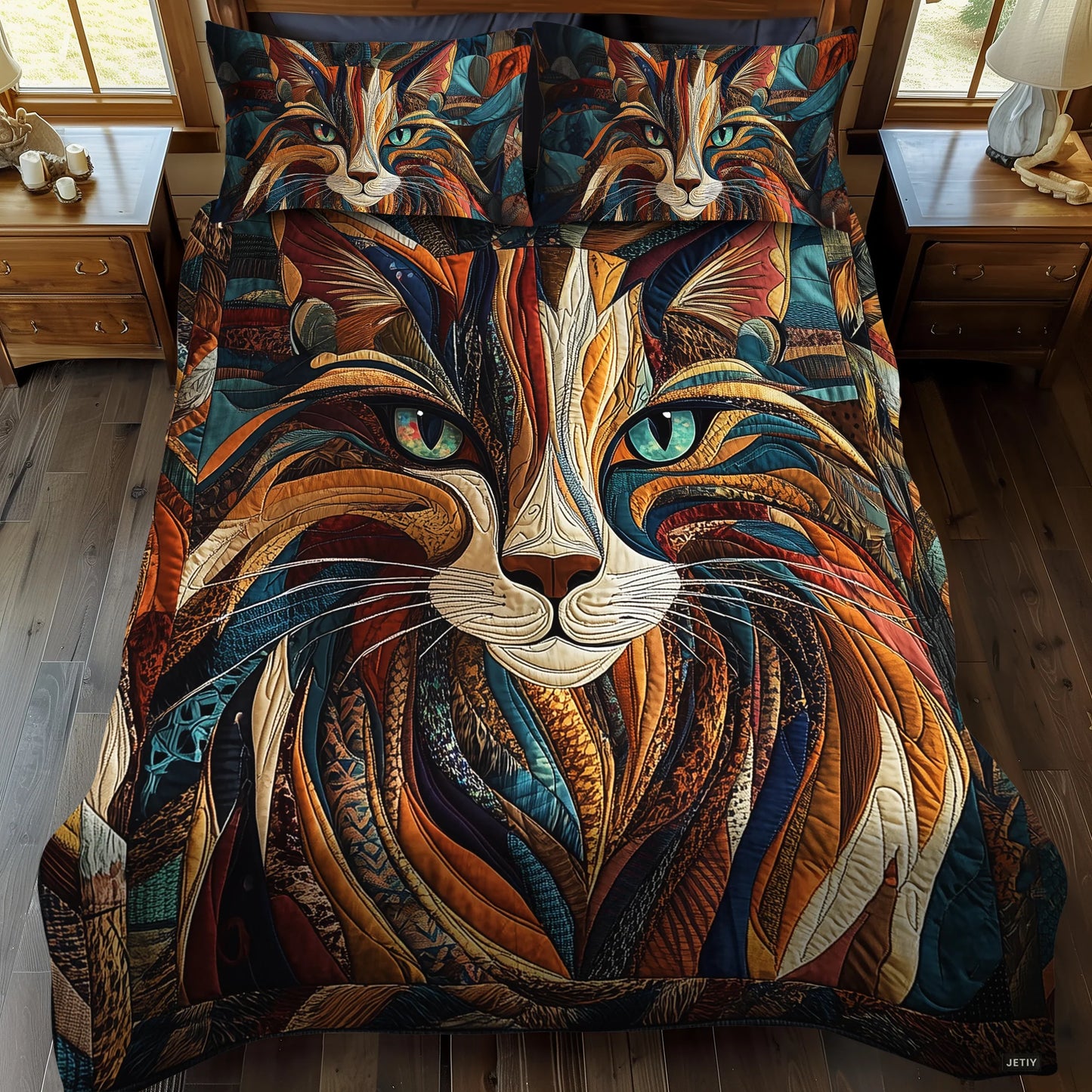 Purrs and Patches 3-Piece Quilted Bedding Set NCU0DK1617