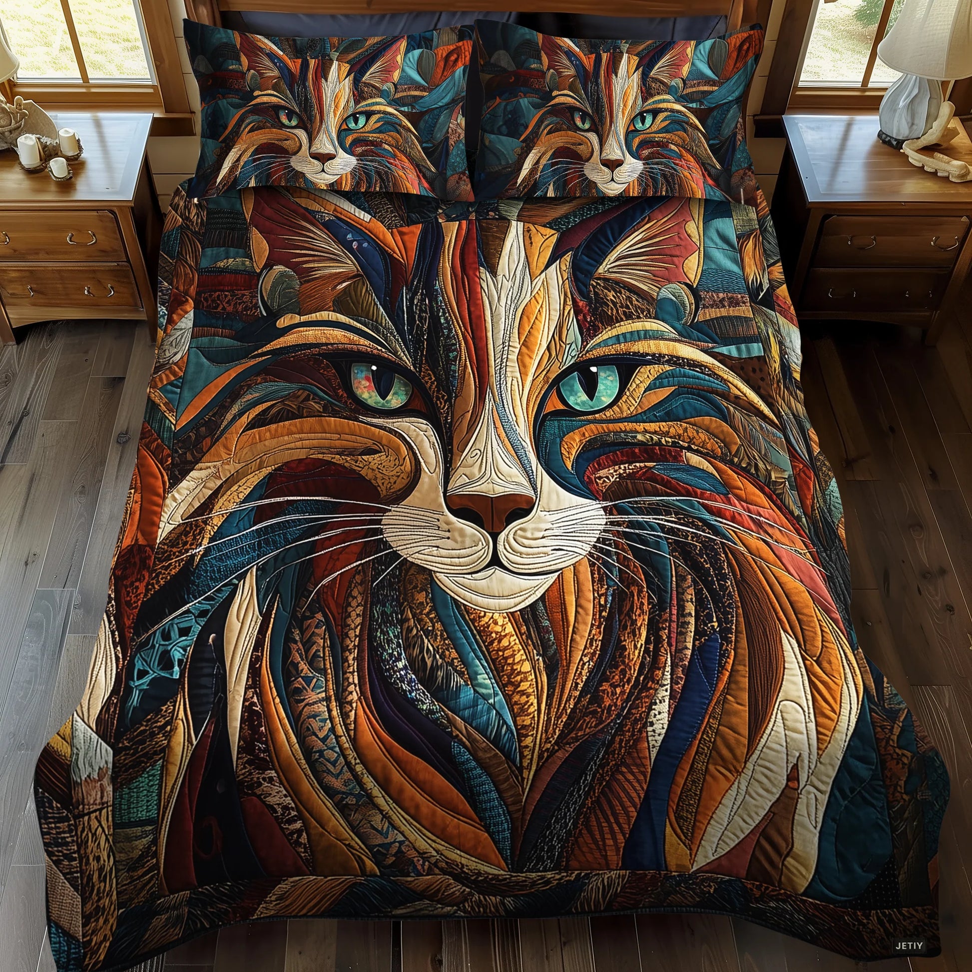 Purrs and Patches 3-Piece Quilted Bedding Set NCU0DK1617