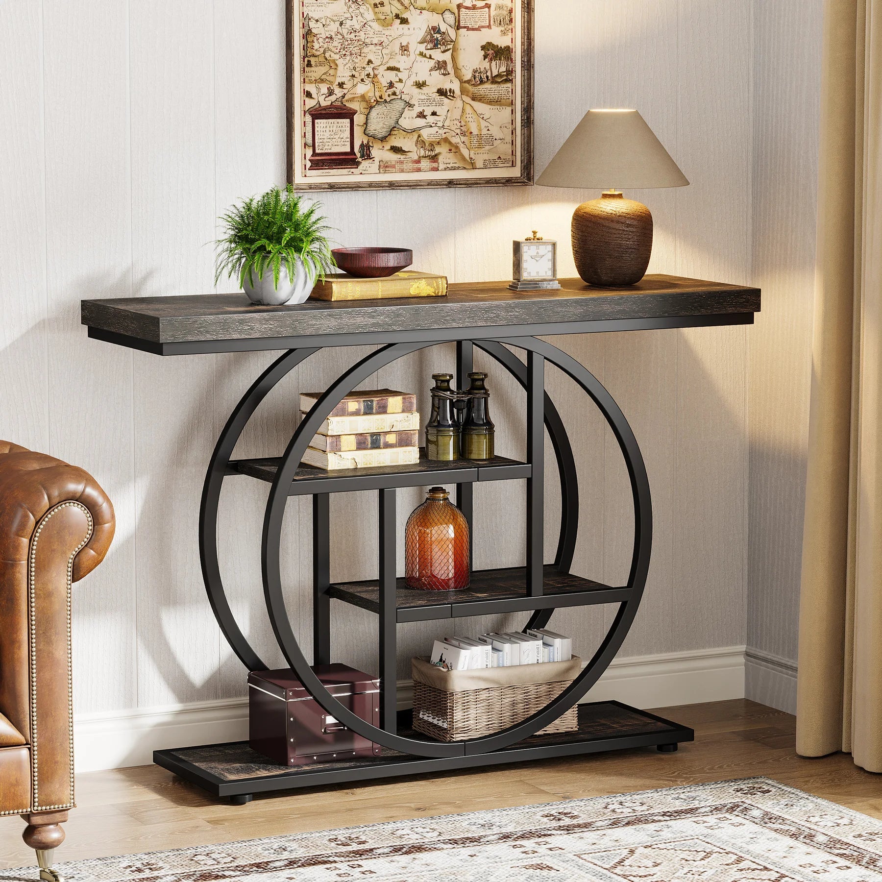 Console Table, 4-Tier Entryway Table, 41.3-Inch Industrial Sofa Table for Living Room, Foyer Hallway Table for Entrance