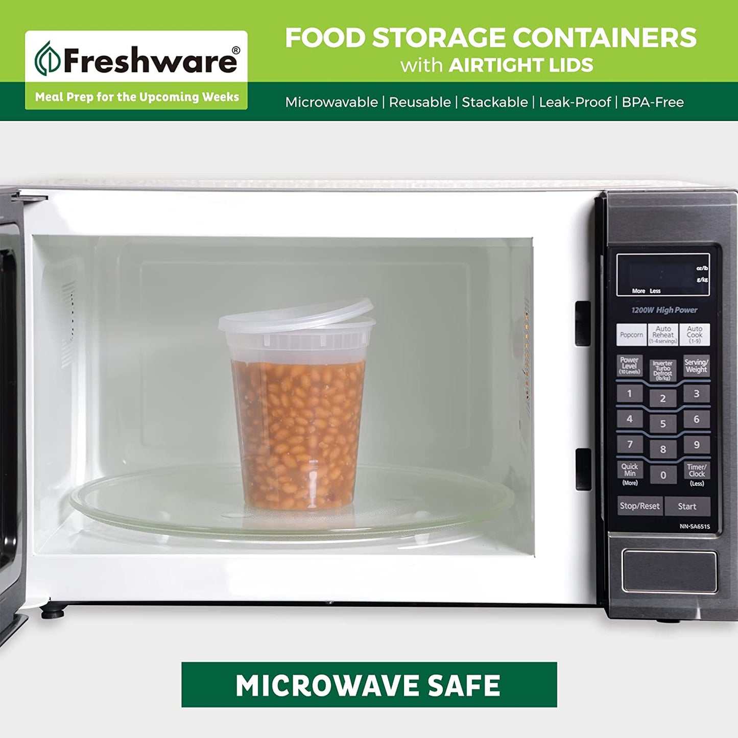 Food Storage Containers [24 Set] 32 Oz Plastic Deli Containers with Lids, Slime, Soup, Meal Prep Containers | BPA Free | Stackable | Leakproof | Microwave/Dishwasher/Freezer Safe