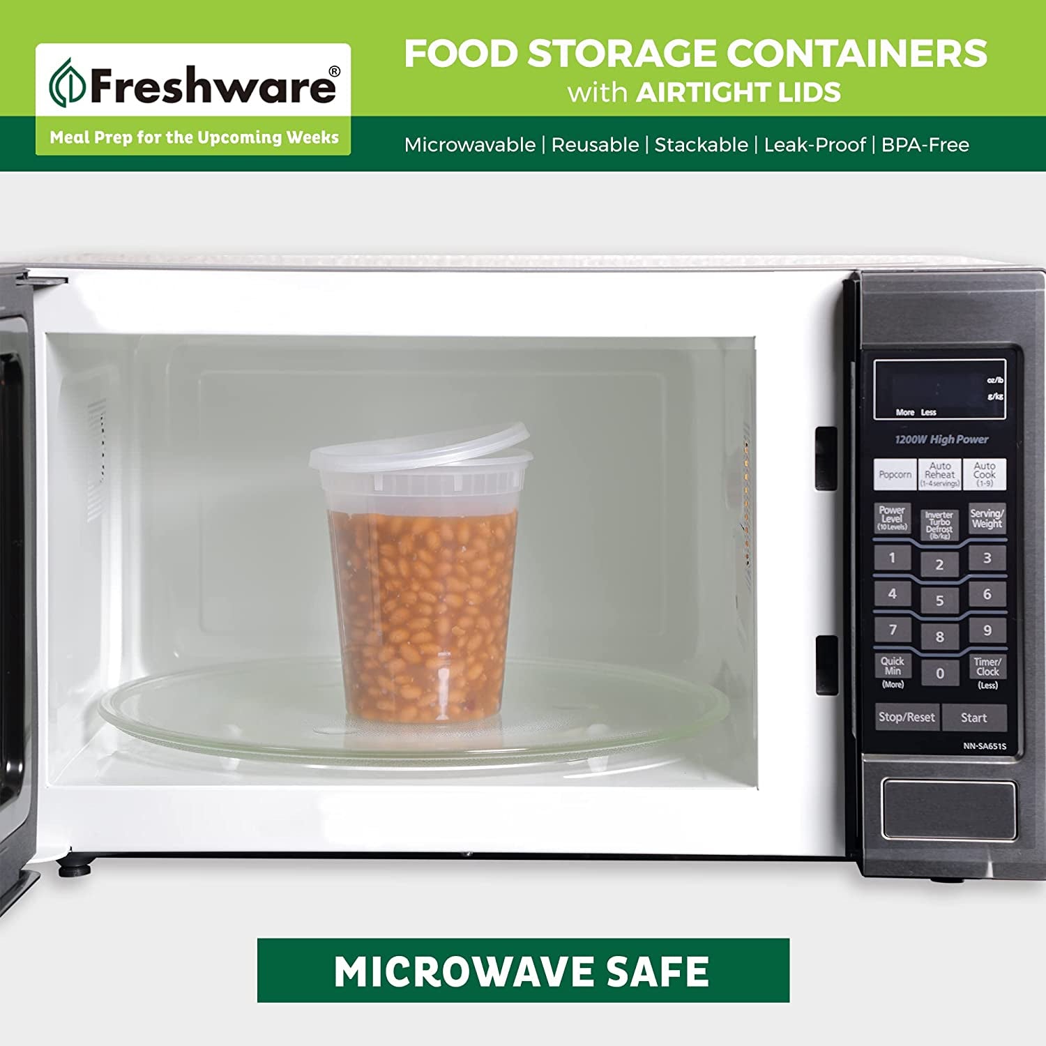 Food Storage Containers [24 Set] 32 Oz Plastic Deli Containers with Lids, Slime, Soup, Meal Prep Containers | BPA Free | Stackable | Leakproof | Microwave/Dishwasher/Freezer Safe