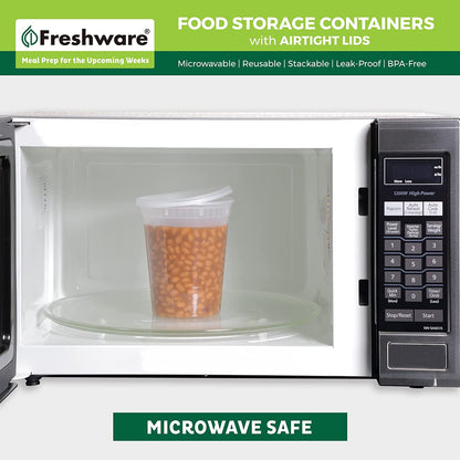 Food Storage Containers [24 Set] 32 Oz Plastic Deli Containers with Lids, Slime, Soup, Meal Prep Containers | BPA Free | Stackable | Leakproof | Microwave/Dishwasher/Freezer Safe