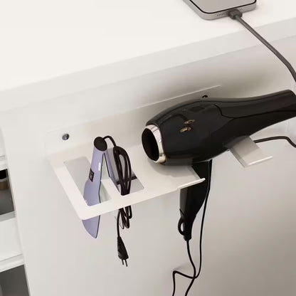 White Makeup Vanity Set Dressing Table with Sliding LED Lighted Mirror Power Strip and Hair Dryer Holder, Drawers, Stool