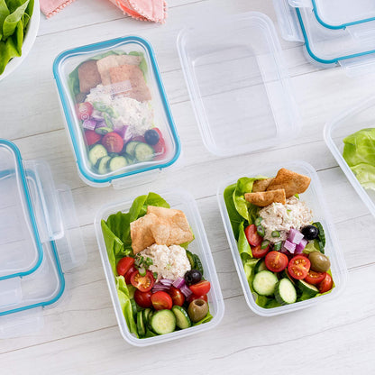 Plastic Total Solution 5-Pack (3-Cup) Food Storage Containers Set, Leakproof & Airtight Plastic Locking Lids Rectangular Tupperware, Non-Toxic Bpa-Free Lids, Microwave Dishwasher Freezer Safe