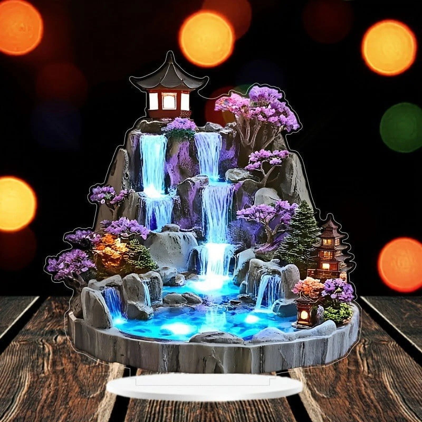 Desktop Rockery Flowing Water Fountain | Feng Shui Circulating Tabletop Decor | Exquisite 2D Artistic Design | Relaxation Ornament for Home Office | Compact Size | 1 Pc