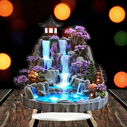 Desktop Rockery Flowing Water Fountain | Feng Shui Circulating Tabletop Decor | Exquisite 2D Artistic Design | Relaxation Ornament for Home Office | Compact Size | 1 Pc